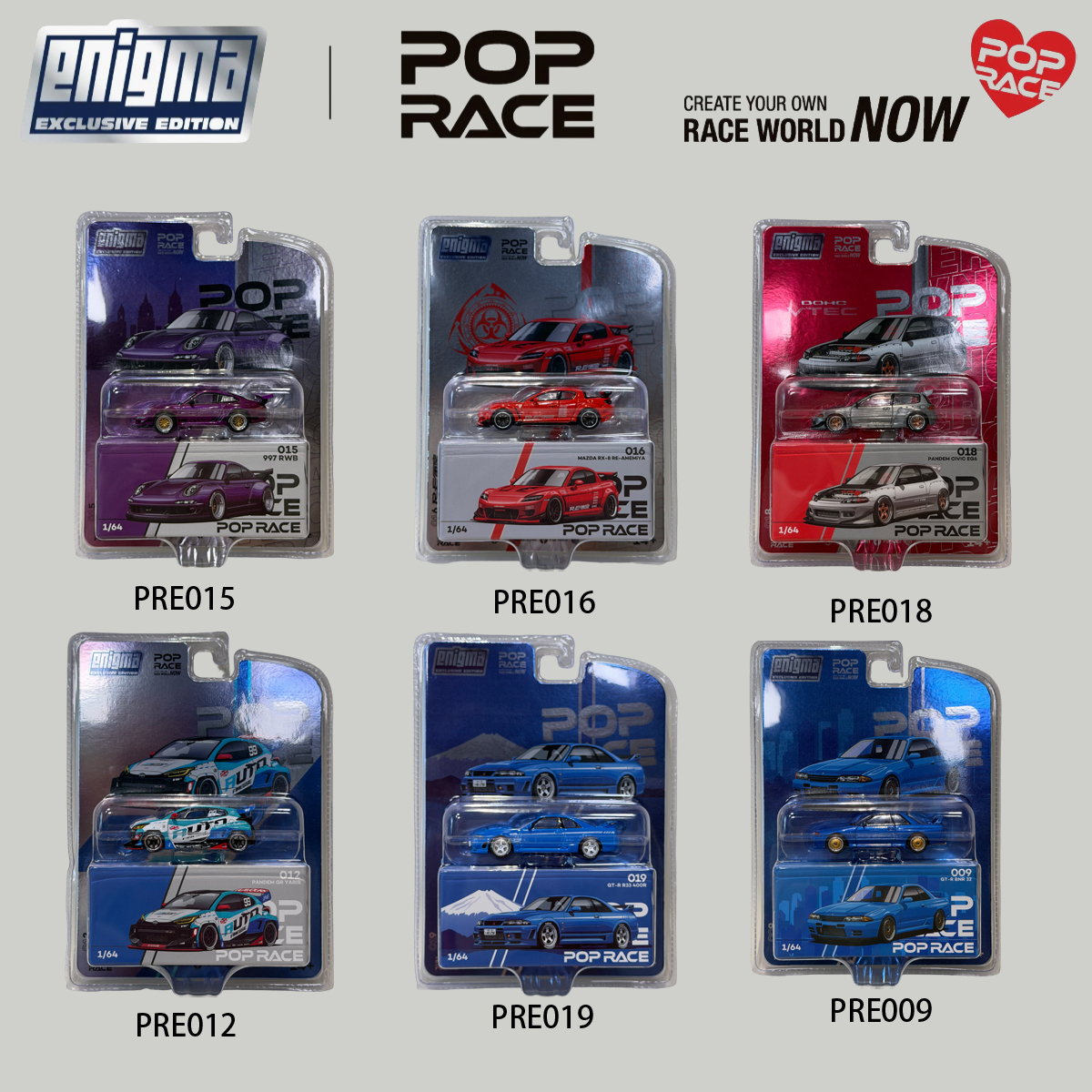 Model Kit Cars - POP RACE 1:64 Blister Pack Set