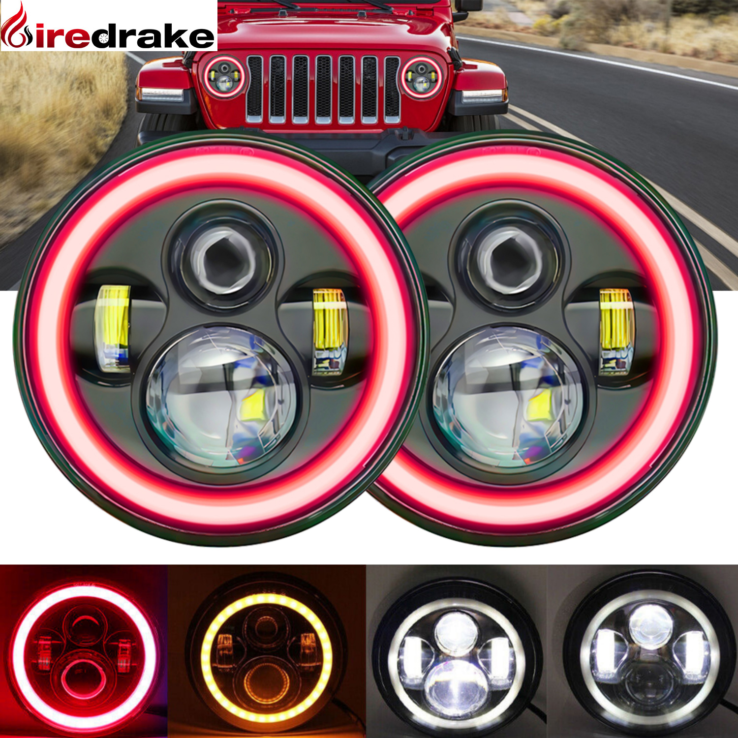 7inch Led Headlight Round H4 R - đánh giá và giá Model Kit Jeep